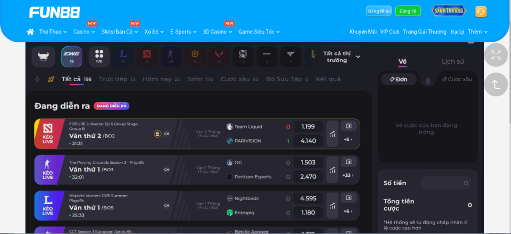 Hàng ngàn trận đấu giải đấu thể thao điện tử diễn ra mỗi ngày tại Fun88 Esport